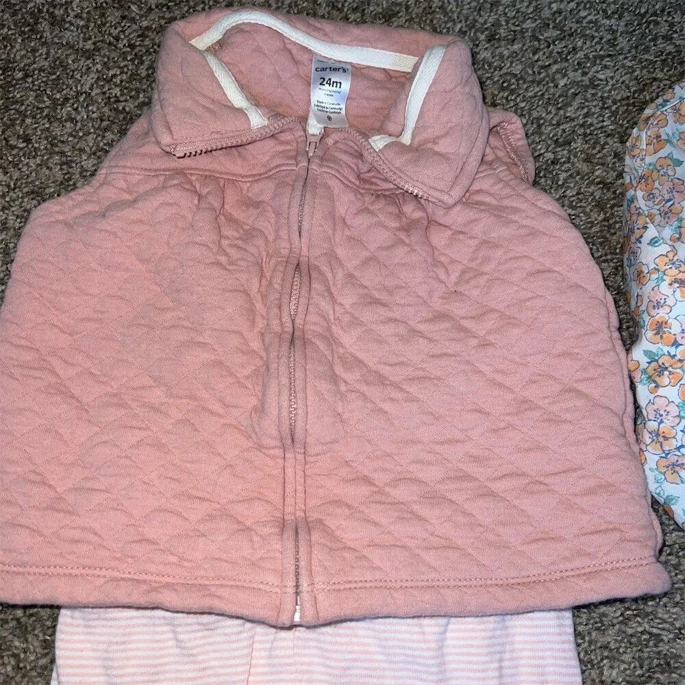 Carter's Girls 2T /24 months 6pc Clothing Lot Vest Hoodie Jeans Leggings Top
